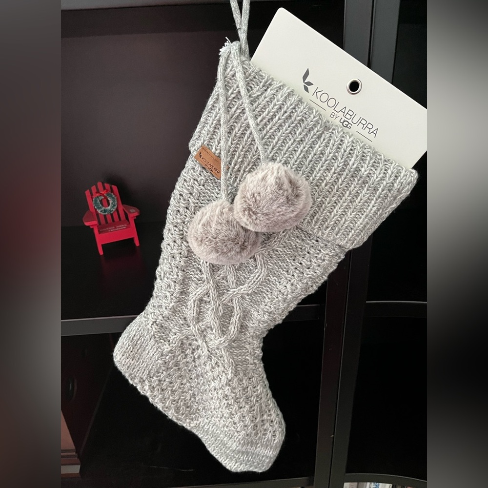 Koolaburra Silver Gray Cable Knit Stocking